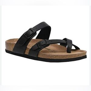 Cushionsire Luna Genuine Leather Insole Black Sandals Shoes 8.5